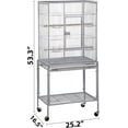 thumbnail image 2 of RTYJGD Bird Cage, 25.2"L x 16.5"W x 53"H, White Wrought Iron Flight Cage with Rolling Casters & Removable Tray​, 2 of 9