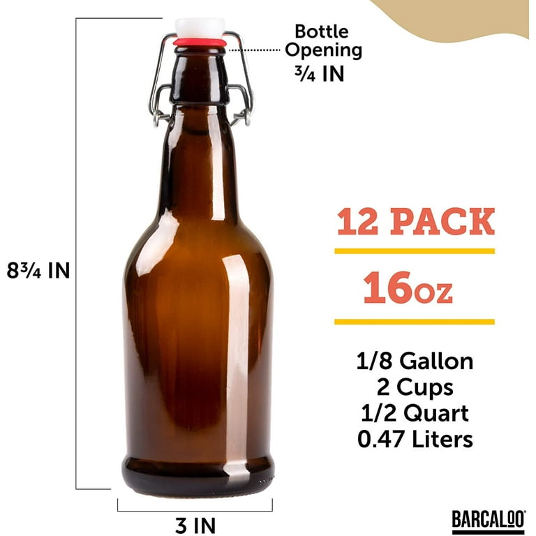 12 Pack of Glass Beer Bottles for Home Brewing - Square 8 oz Bottles w -  ilyapa