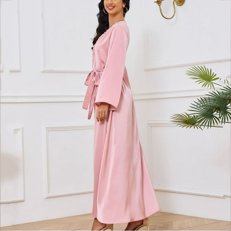 strapless open back dress Arabic Style Mukhawar for Your Occasions -Pink main image 1