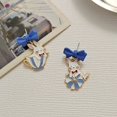 thumbnail image 5 of SUSHANG Blue Bow Earrings Easter Earrings Fun Cartoon Paint Blue Bow Bunny Irregular Earrings Fashion Special Earrings 1 Pair of Personalized Earrings, 5 of 9