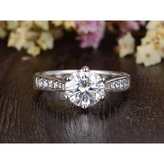 2.5Ct Round Cut Lab Created Diamond Ring in 14K White Gold Plated