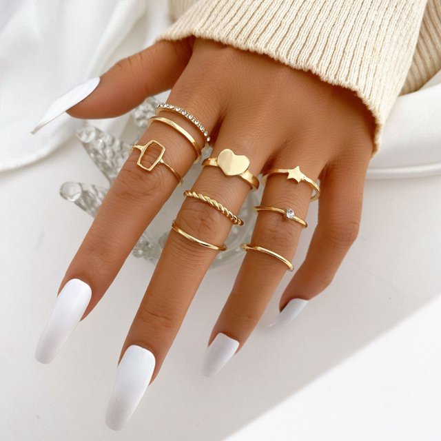 Boho Oro 22 Piezas Anillos De Corazón Conjunto Para Mujeres Vintage Geométrico Cruz Perla Mariposa Dedo Moda Joyería Regalo