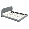 thumbnail image 4 of Teddy Fleece Queen Size Upholstered Platform Bed with Thick Fabric, Solid Frame and Stylish Curve-shaped Design, Gray, 4 of 9