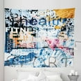 thumbnail image 1 of Fitness Tapestry, Health Wellness Aerobics Sports Words Illustration on Grunge Vintage Style Backdrop, Fabric Wall Hanging Decor for Bedroom Living Room Dorm, 5 Sizes, Multicolor, by Ambesonne, 1 of 1