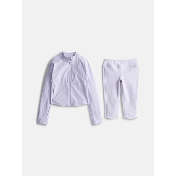 Athletic Works Girl's ButterCore Active Jacket and Capri Legging Set, 2-Piece, Sizes 4-18