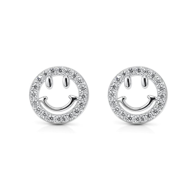 Aretes de plata .925 BELLAPLATA MF broquel Caritas de plata con circonias brillantes