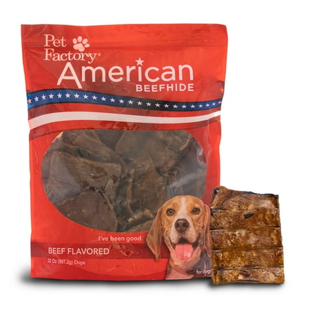 UPC: 0094983383465 | Pet Factory American Beefhide Chips Beef Flavored – 32oz
