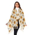 thumbnail image 3 of FORMRS Womens Scarf Winter Soft Long Big Warm Shawls Wrap Tassel Scarves, Beige Sunflower Pattern, 3 of 9