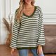 thumbnail image 1 of Suéter Suéter clásico a rayas Estilo casual Mujer Traje de vacaciones simple (Verde M) Ygjytge Verde T M para Mujer, 1 of 7