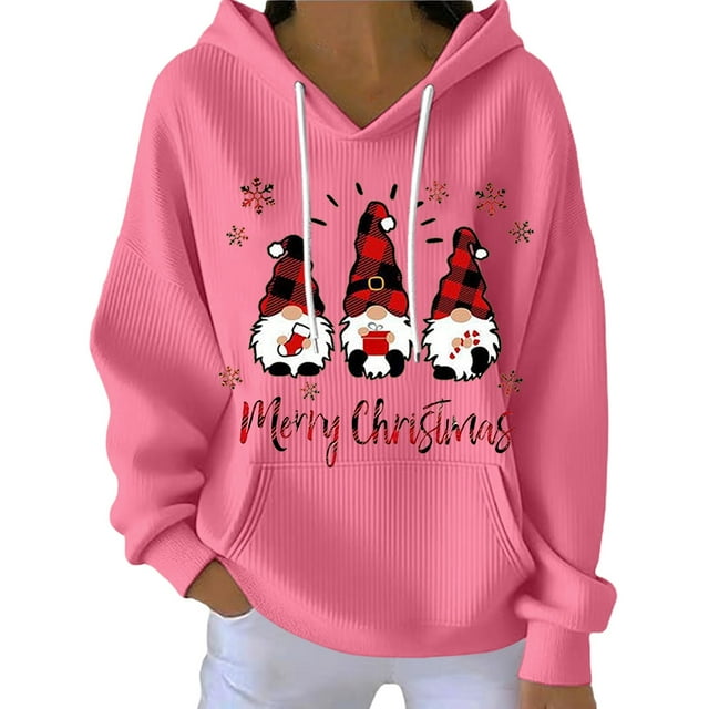 WZXFASHION Sweat à Capuche Décontracté de Noël pour Femmes, Col Rond, Manches Longues, Soldes d'Été