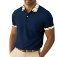 thumbnail image 3 of PNTUTB Summer T-Shirt for Men Short-Sleeve Shirts Fashion Checkered Print Versatile Casual Loose Breathable Button-Down Lapel Collar Tops, 3 of 7