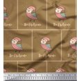 thumbnail image 1 of Soimoi Brown Rayon Fabric Text & Owl Bird Print Fabric by the Yard 42 Inch Wide, 1 of 5