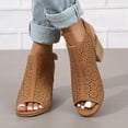 thumbnail image 5 of Dressy Peep Toe Boho Sandals for Women Slingback Geometric Caged Sandal Cut Out Chunky Stacked Heel Ankle Bootie, 5 of 5