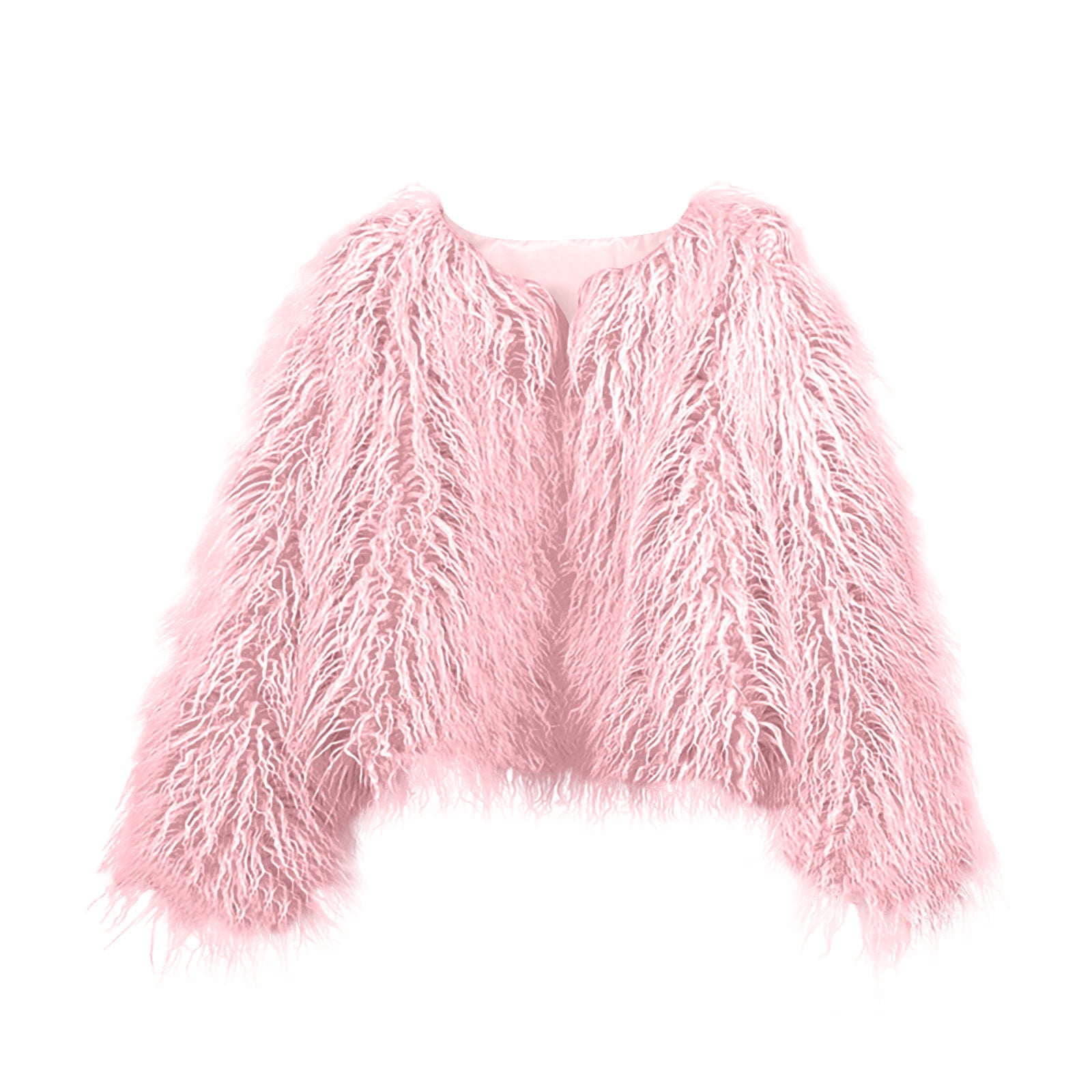 Hueook Faux Fur Vest Women Winter Solid Color Casual Extended Warm Jacket Pink 3X