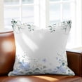thumbnail image 2 of Blue Hydrangea Throw Pillow Cover Country Eucalyptus Leaf Floral Cotton Linen Cushion Cover Throw Pillow Case with Invisible Zipper for Couch Sofa Bed Chair Car 24x24 Inch, 2 of 14