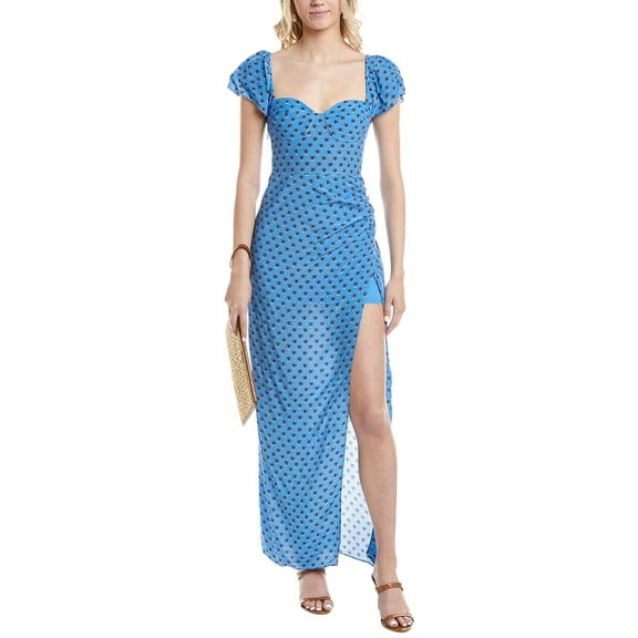 STAUD womens  Avril Maxi Dress, 12, Blue