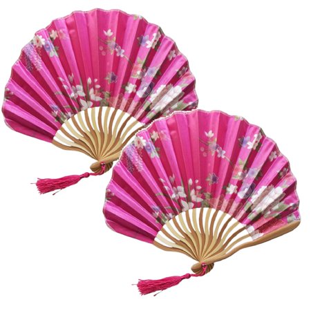 

YUEHAO Chinese Style Hand Held Fan Bamboo Paper Folding Fan Party Wedding Decor Stand up Fans for *2PCS