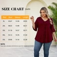 thumbnail image 5 of Bukemao Women's Plus Size 3/4 Length Sleeve Top – Dressy Casual Blouse with Ruffle V Neck Shirt, 5 of 9