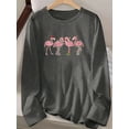thumbnail image 2 of Women's Holiday Christmas Flamingo Print Long Sleeve T-Shirt - Casual Crew Neck,, Machine Washable 2025, 2 of 10