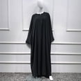 thumbnail image 3 of Muslim Women Batwing Abaya Dress Front Zipper Kaftan Islamic Maxi Dress Middle East Robe, 3 of 4