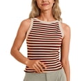 thumbnail image 2 of Striped Tank Tops for Women Ribbed Knit Crewneck Sleeveless Shirt Summer Womens Tanks, 2 of 9