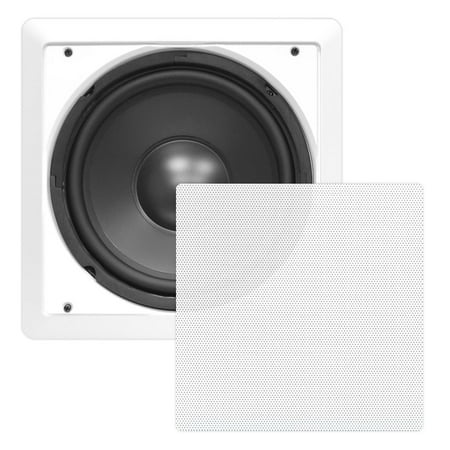 - PYLE PDIWS10 - In-Wall / In-Ceiling 10'' High Power Subwoofer System, DVC, Flush Mount, White, Single Speaker