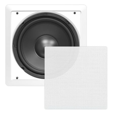 PYLE PDIWS10 - In-Wall / In-Ceiling 10'' High Power Subwoofer System, DVC, Flush Mount, White, Single