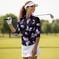 thumbnail image 4 of Uorisanigo Purple Butterfly Women's Golf Top Breathable Women's Dry-Fit Golf Polo Shirts Casual Versatile 3/4 Roll Sleeve Quarter Zip Tennis Tops Fashion Outing Wear for Women, 4 of 7