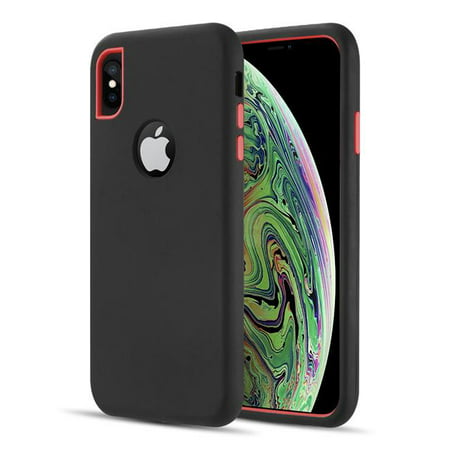 THE DUAL MAX SERIES 2 TONE TPU PC COVER HYBRID PROTECTION CASE FOR IPHOHE XS MAX - BLACK /