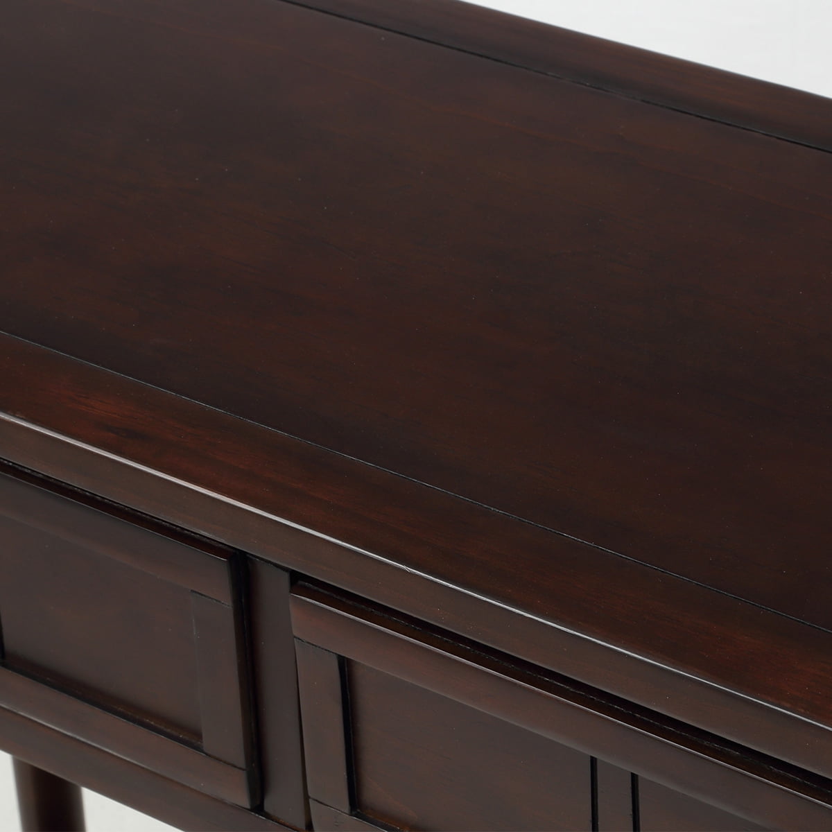Entryway Table with Solid Wood Legs Console Table Traditional Design with Two Drawers and Bottom Shelf Sofa Table