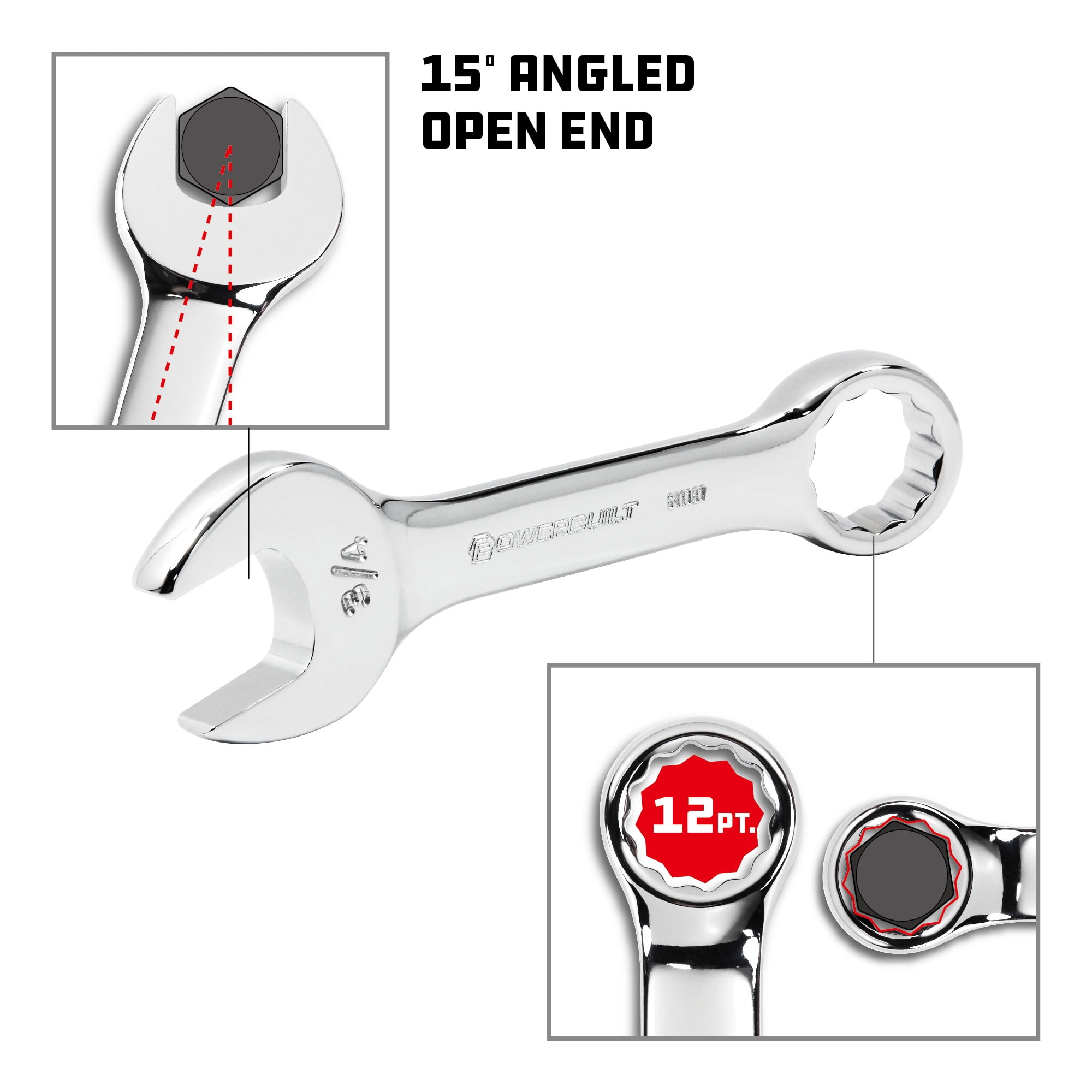 Powerbuilt 7 Piece SAE Stubby Combination Wrench Set - 640203