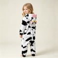 thumbnail image 6 of Family Matching Cow Pattern Hooded One Piece Pajamas Flannel Full Zipper Jumpsuit Sleepwear for Adults and Kids, 6 of 7