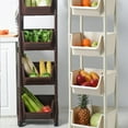 thumbnail image 3 of serony Kitchen Storage Shelf with Wheels Multi-function Movable Cart Laundry Layered Organizer Rack, Coffee, 4 Layer, 3 of 8
