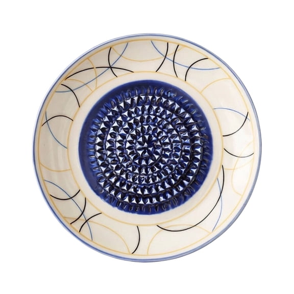 1Pc All-In-One Premium Ceramic Garlic Grater Plate - Cross Glazed Design and Style - for Garlic, Ginger, Chocolate, and More -4.6In(Blue1) Happy Day!