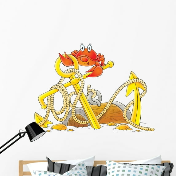 Red Crab Marine Anchor Wall Mural by Wallmonkeys Peel and Stick Graphic (48 in W x 35 in H) WM133640