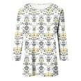 thumbnail image 4 of Sexlip Womens Paisley Print Blouse 3/4 Sleeve Design Lightweight Fabric Relaxed Silhouette for Office Wear Yellow L, 4 of 4