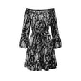 thumbnail image 4 of CEHVOM Women Off TheShoulder Ruffle Printing Long Sleeve Draw Back Skirt Bud Dress, 4 of 5