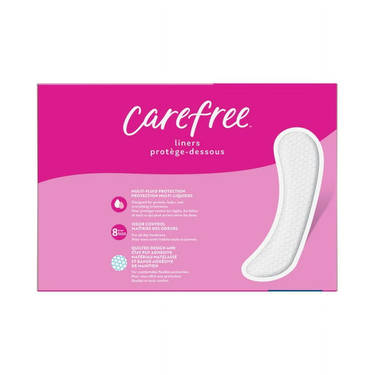 CAREFREE® Panty Liners, Long, Flat, Unscented, 8 Hour Odor Control, 92ct