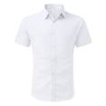 thumbnail image 4 of BOBOGOJP Chemise pour Homme Unie à Poche, Manches Courtes, Chemise Boutonnée, Blanc TTG, 4 of 4