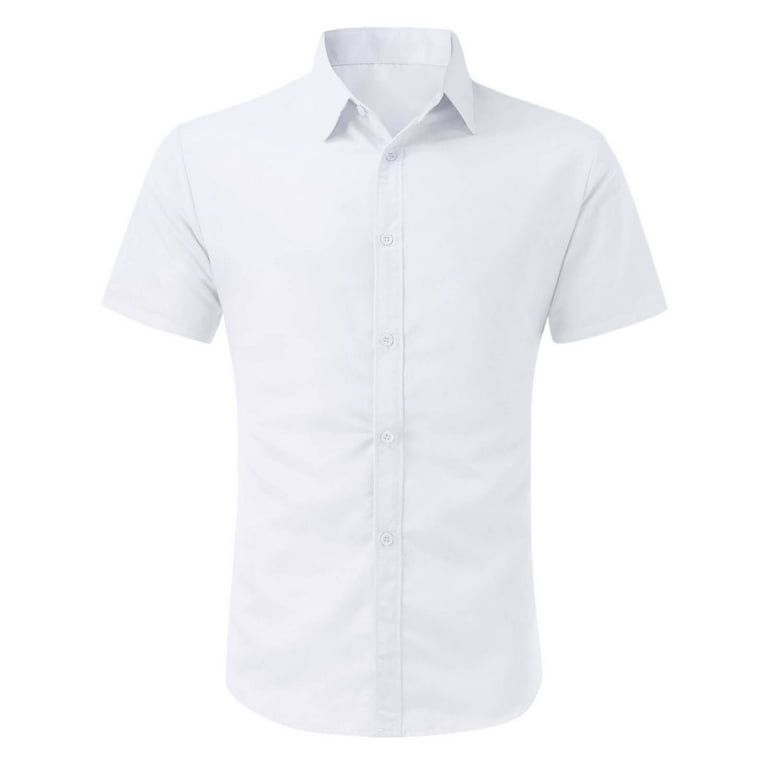 kagayd men's casual business affairs solid short sleeve button turn-down  collar shirt