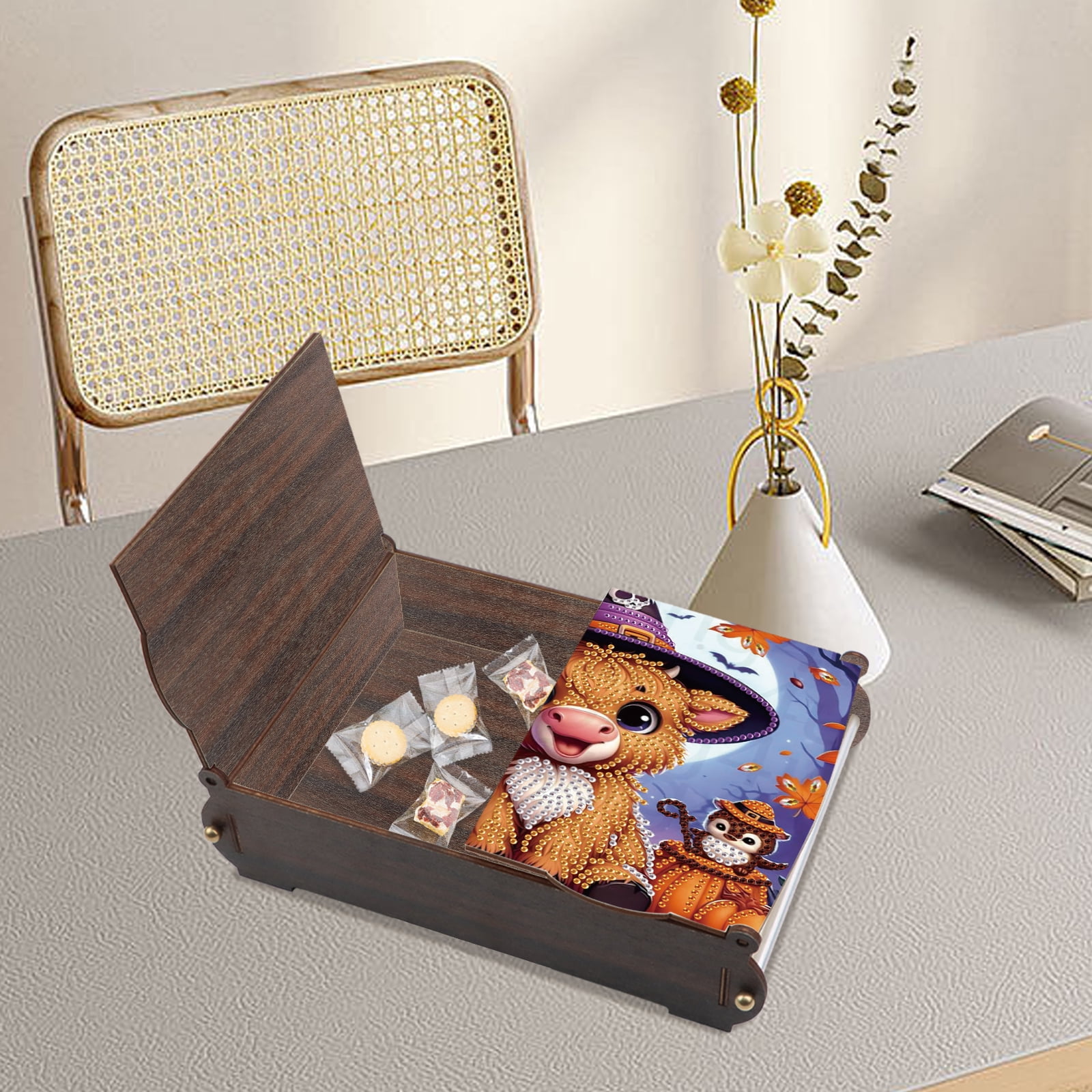 Diamond Painting Kit Storage Box, Halloween Pumpkin Calf DIY Multi-Purpose Craft Storage Box, Suitable for Home Office Holiday Gifts