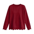 thumbnail image 4 of Women's Long Sleeve Tops Zeliretfy Womens Oversized Crewneck Sweatshirts Scalloped Casual Pullover Tops Long Sleeve Relaxed Loose Fit Lightweight Loungewear Athletic Daily Trendy Fall Outfits, 4 of 8