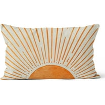 Vintage Abstract Boho Sun Decorative Pillowcase Throw Pillow Cover, Minimalist Art Sunrise Sunshine for Sofa Bed Room Home Bohemia Decor 12 x 20 Inch Pillow Case