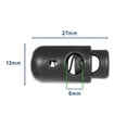thumbnail image 3 of Bowling Pin Style Cord Lock – Single 6mm Hole Fastener With Round Toggle Stopper – 10 Pack of Black Plastic Cord Adjusters, 3 of 4