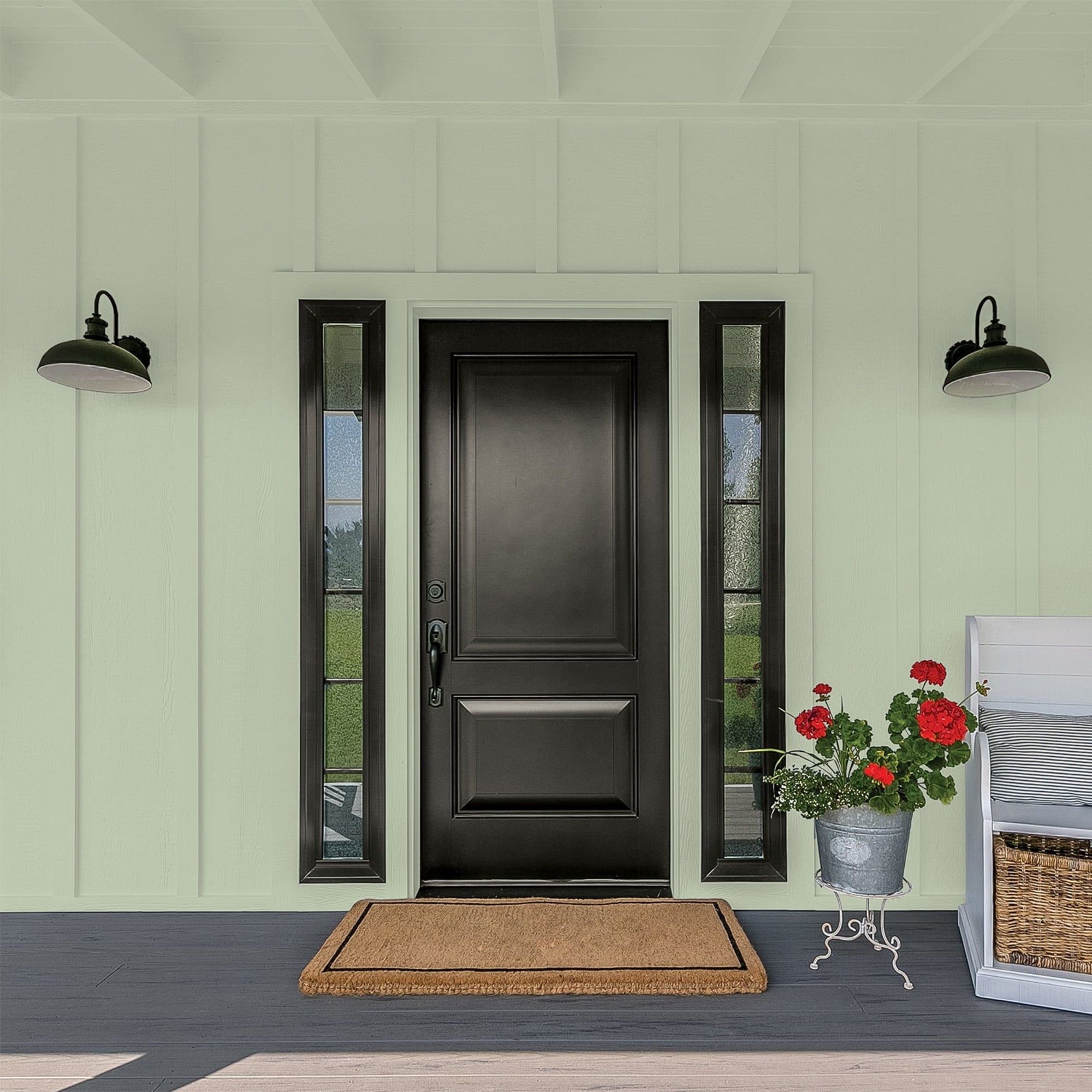 Glidden One Coat Gargoyle / Green Flat Exterior Paint with Primer, 5 Gallon
