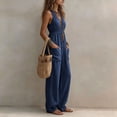 thumbnail image 5 of Womens Athletic Shorts New Womens Halter V-Neck Jumpsuits Casual Wide Leg Sleeveless Overalls High Waist Flowy Vacation One Piece Set, 5 of 8