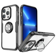 SaniMore for iPhone 14 Pro 6.1" 2022 Csae, 360 Degree Rotating Hidden Kickstand Holder Ultra-clear Slim Case Drop-proof Magnetic Car Mount Lens All-inclusive 2-layer Protective Case, Black/Silver