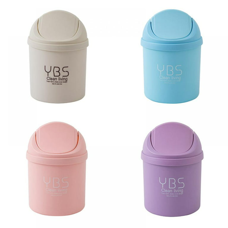 Desktop Trash Can, Mini Creative Multicolored Plastic Trash Can with Lid,  Durable Convenient Dustbin for Kitchen, Living Room, Office,  16.8x10.2x13.2cm # - Yahoo Shopping