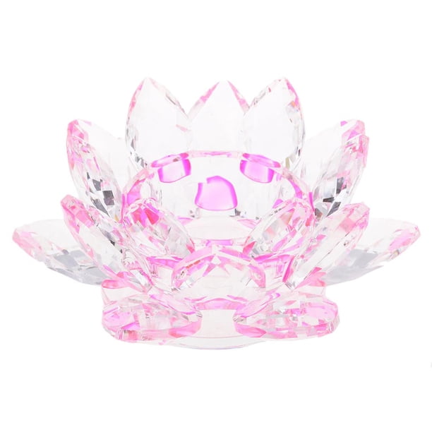 Portavelas de cristal budista con forma de flor de loto rosa2b