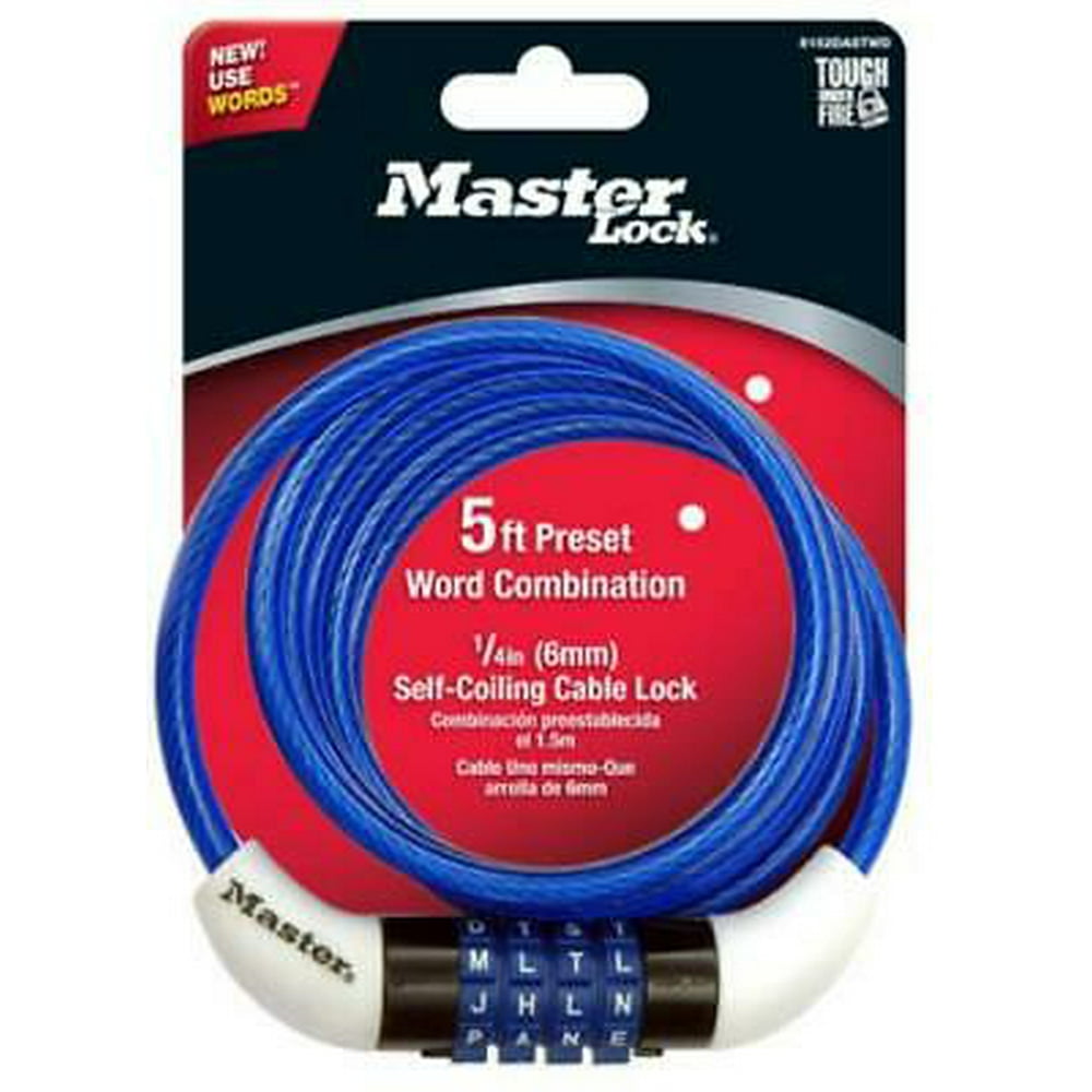 2 PK Masterlock 5' Bike Cable With Alpha Combination Barrel Lock